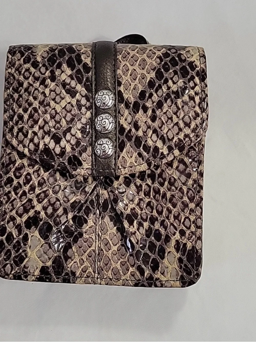 Brighton Brown and Cream Snakeskin Crossbody Bag